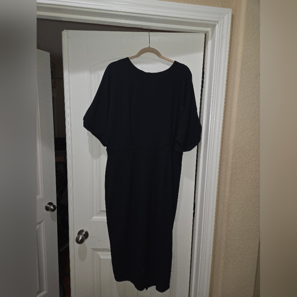 ASOS Classic  Navy Blue Midi Short  cuffed Sleeve Dress Size 14T. NWT